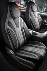 Funda de Asiento de Coche Panda Tokyo Serie Tela de Ante y Cuero Lujo 1+1 Plazas