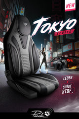 Funda de Asiento de Coche Panda Tokyo Serie Tela de Ante y Cuero Lujo 1+1 Plazas
