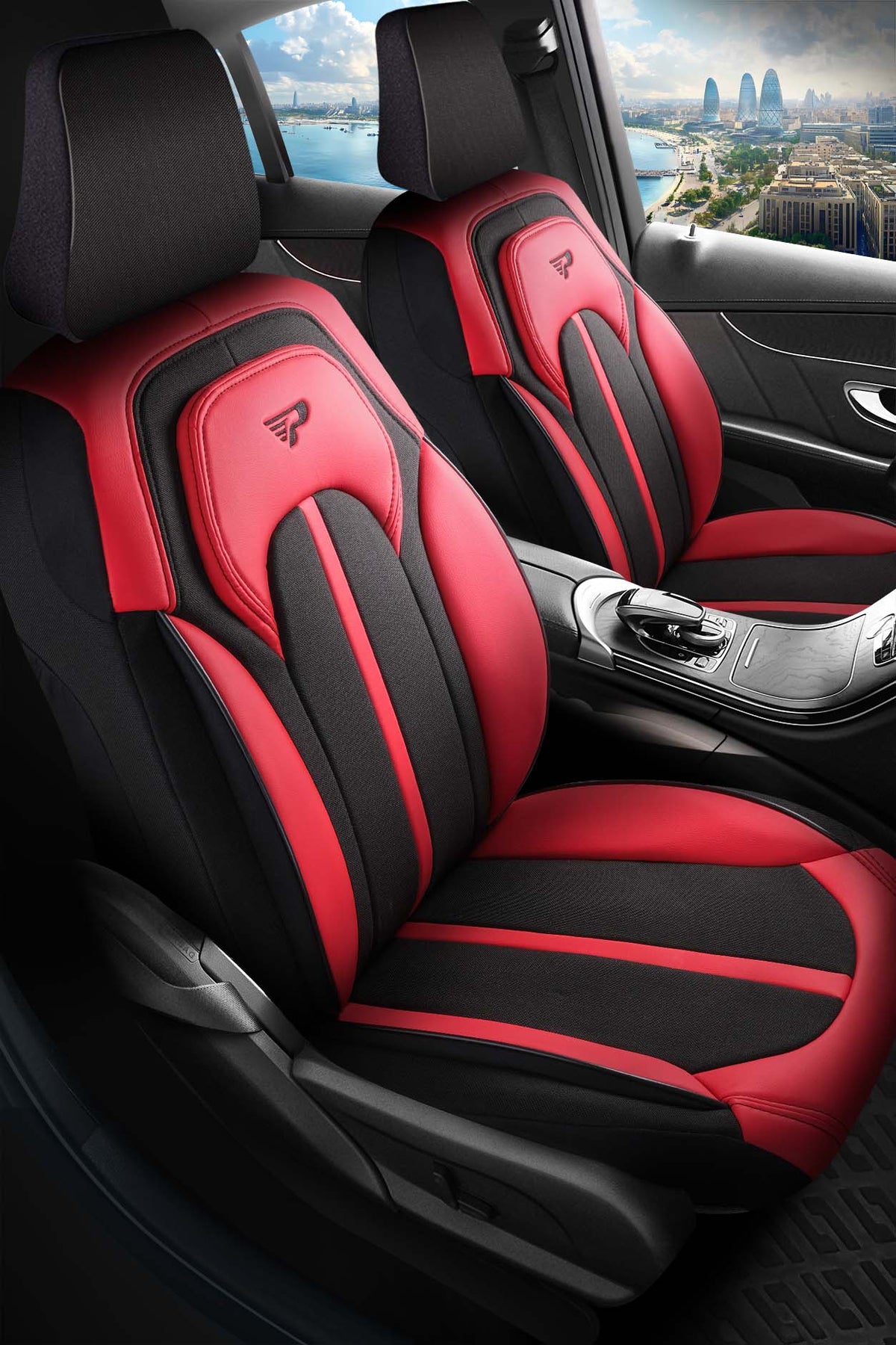 Panda Sevilla Series Linen Fabric Car Seat Cover 1+1 Seats