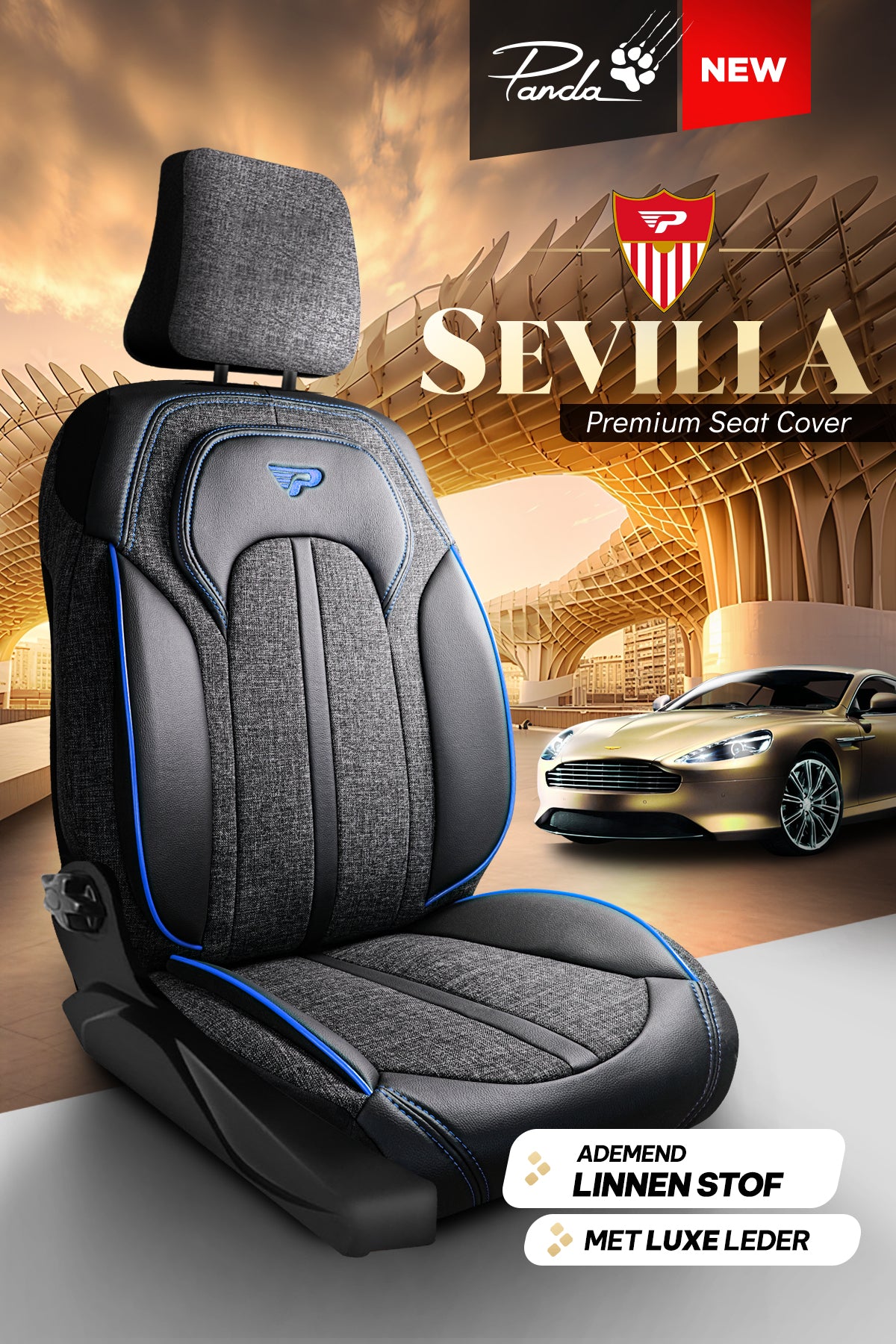 Coprisedile Auto Panda Sevilla Serie Tessuto Lino 1+1 Posti