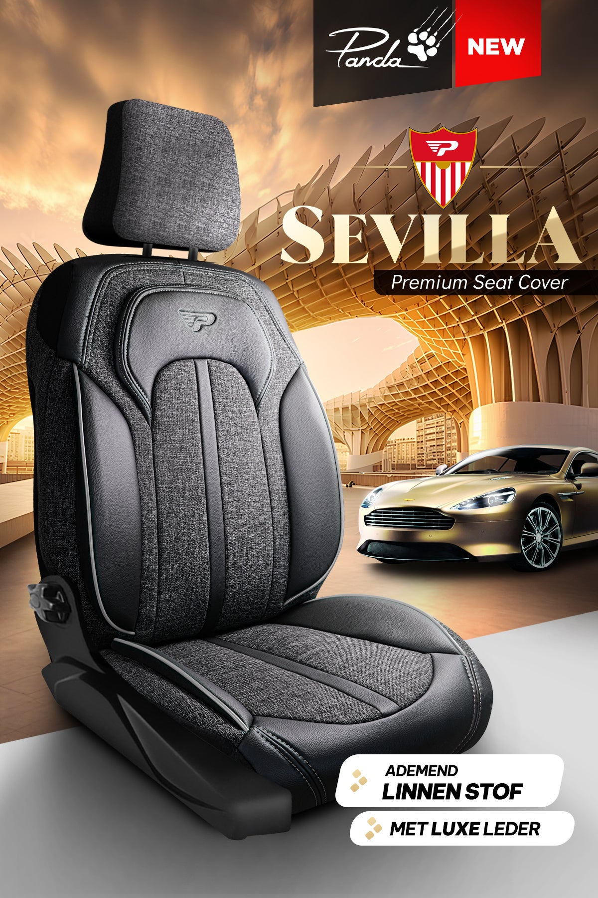 Coprisedile Auto Panda Sevilla Serie Tessuto Lino 1+1 Posti