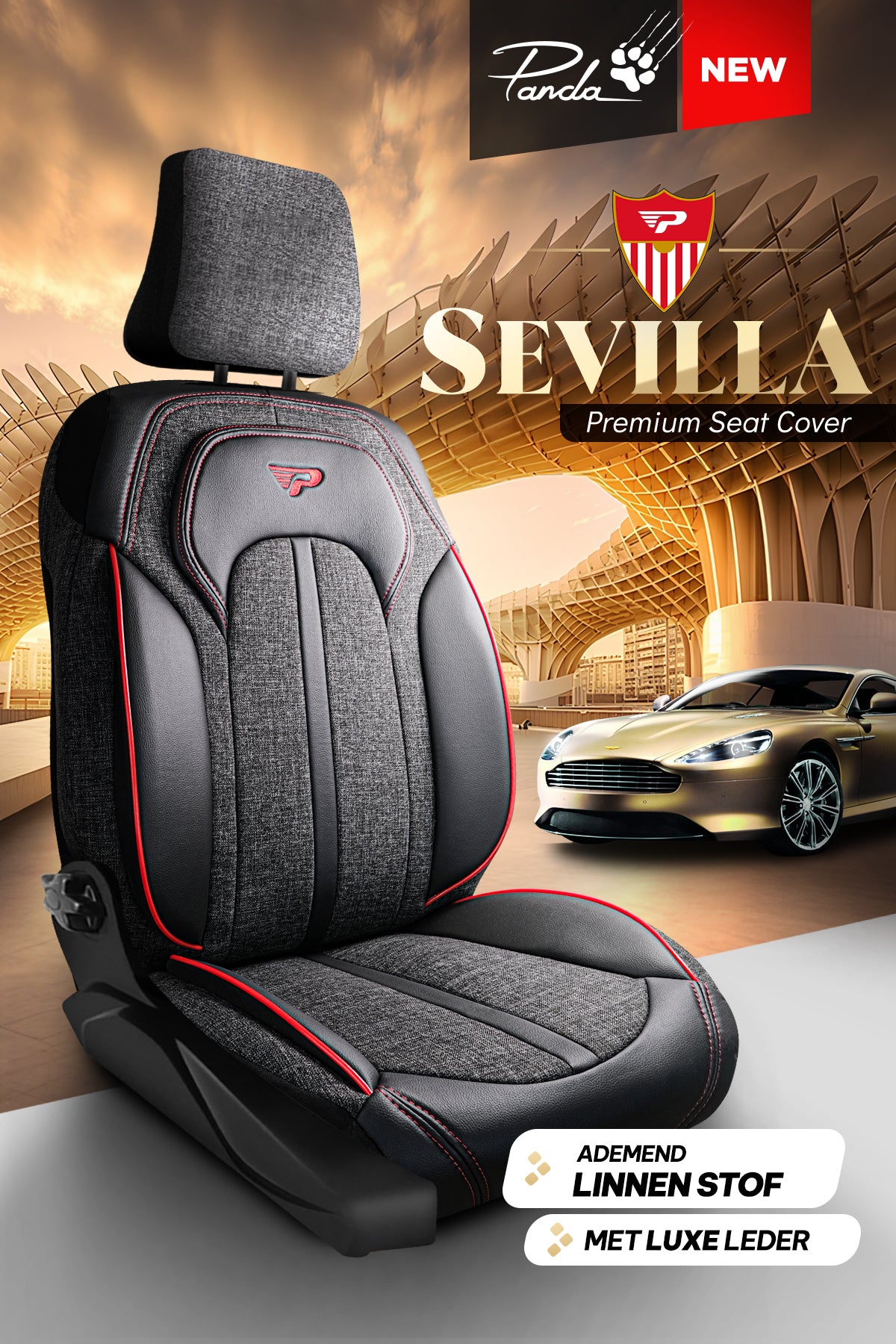 Coprisedile Auto Panda Sevilla Serie Tessuto Lino 1+1 Posti