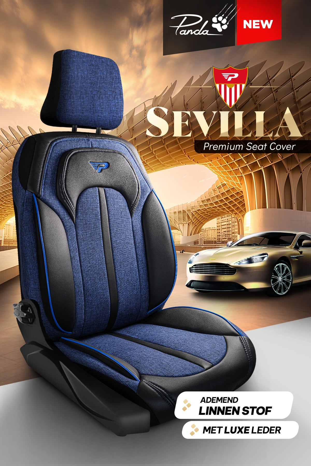 Coprisedile Auto Panda Sevilla Serie Tessuto Lino 1+1 Posti