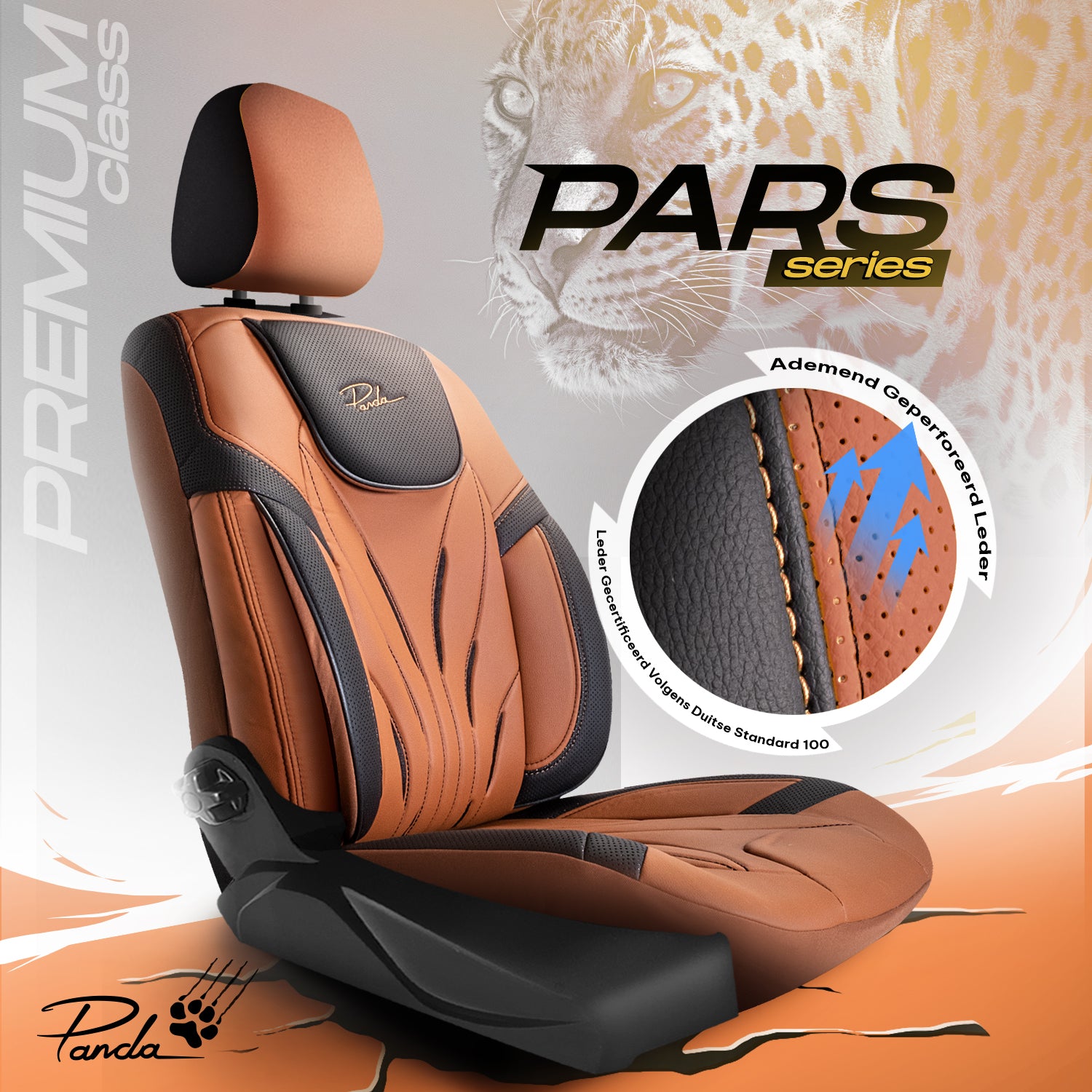 Panda Pars Serie Leder Autositzbezug 1+1 Sitze
