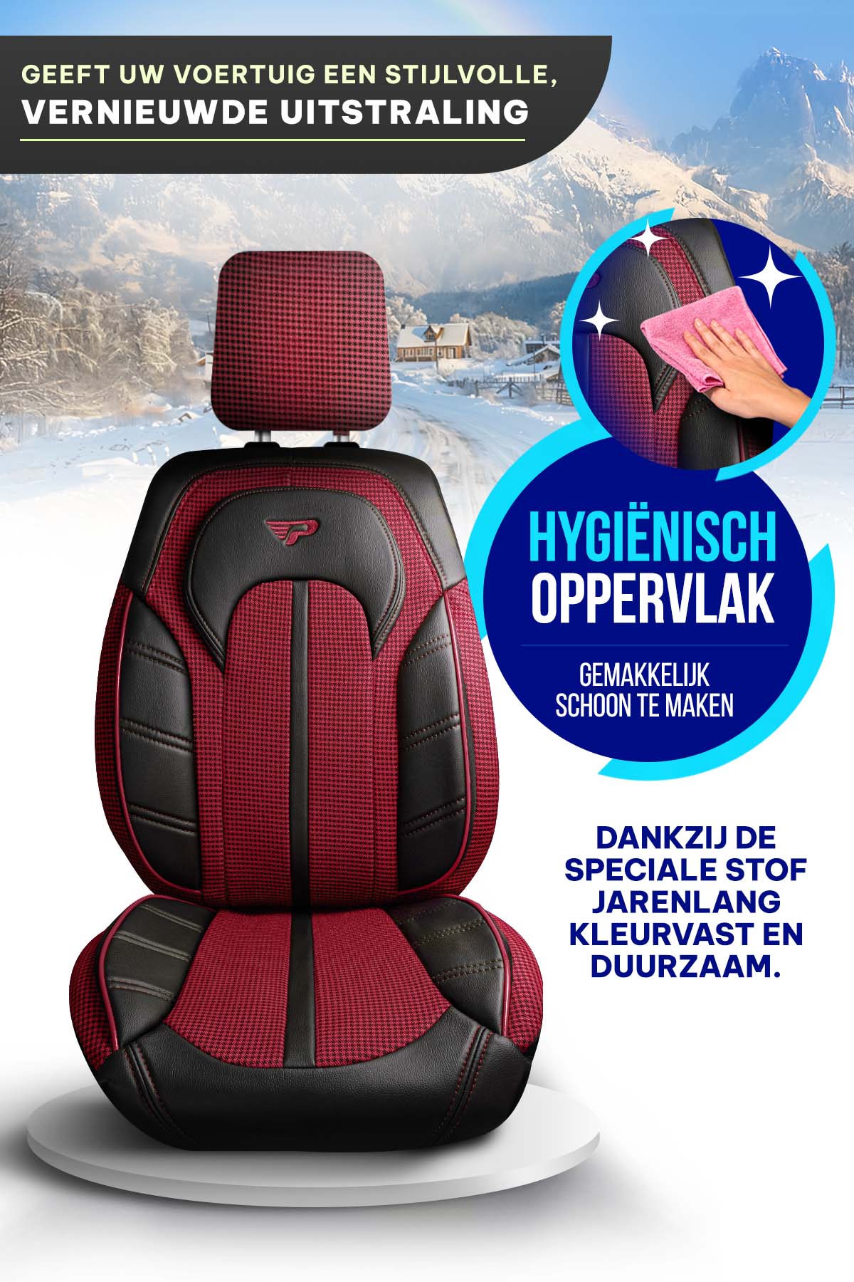 Funda de Asiento de Coche Panda Kars Serie Tela Pied-de-Poule 1+1 Plazas