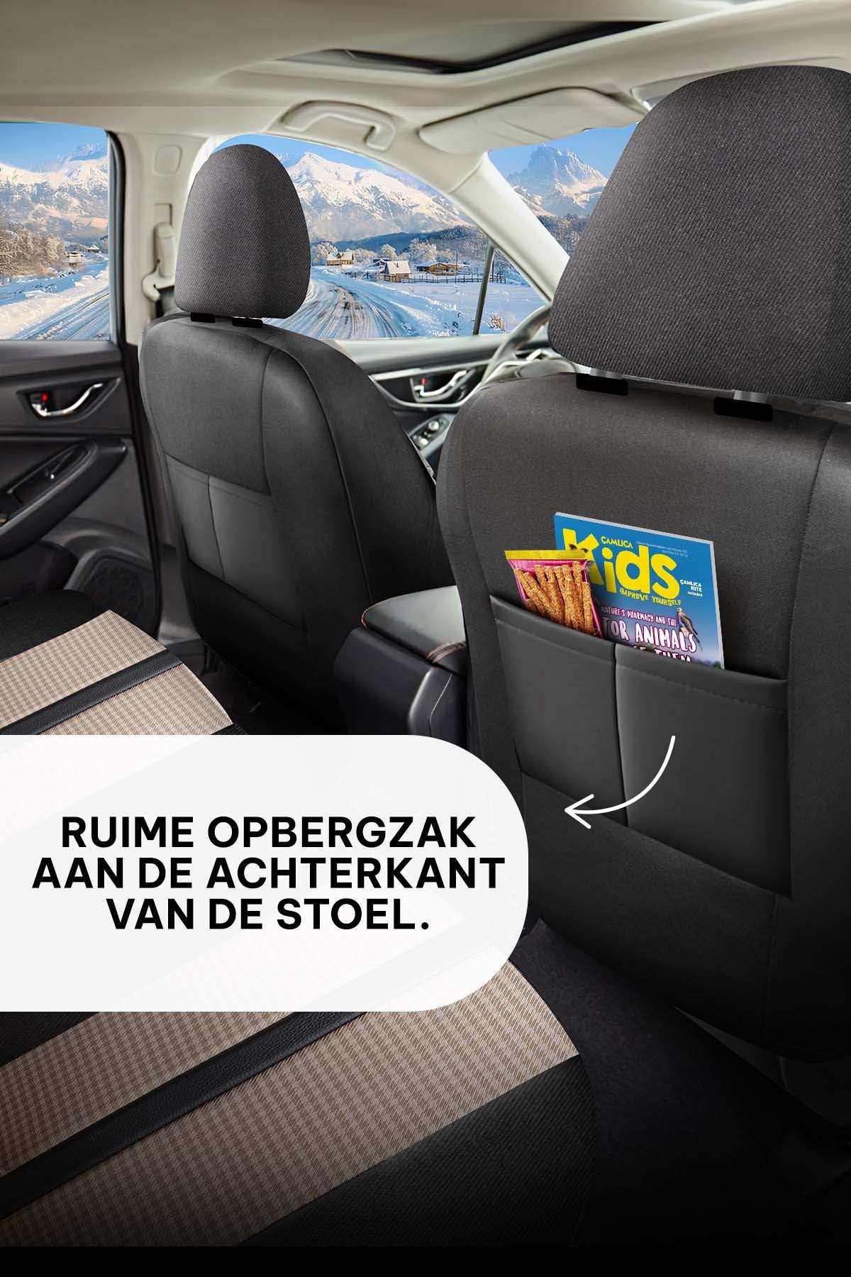 Funda de Asiento de Coche Panda Kars Serie Tela Pied-de-Poule 1+1 Plazas