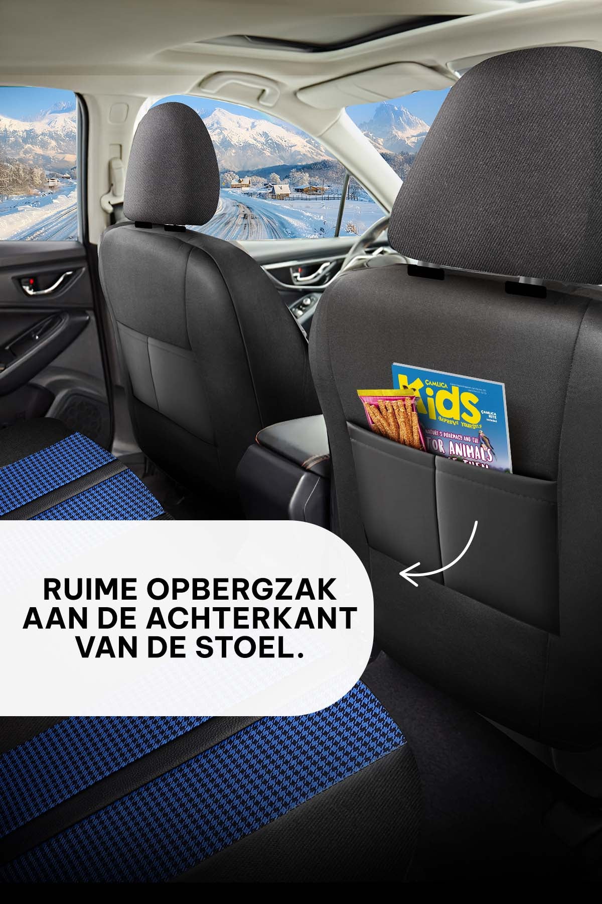 Funda de Asiento de Coche Panda Kars Serie Tela Pied-de-Poule 1+1 Plazas