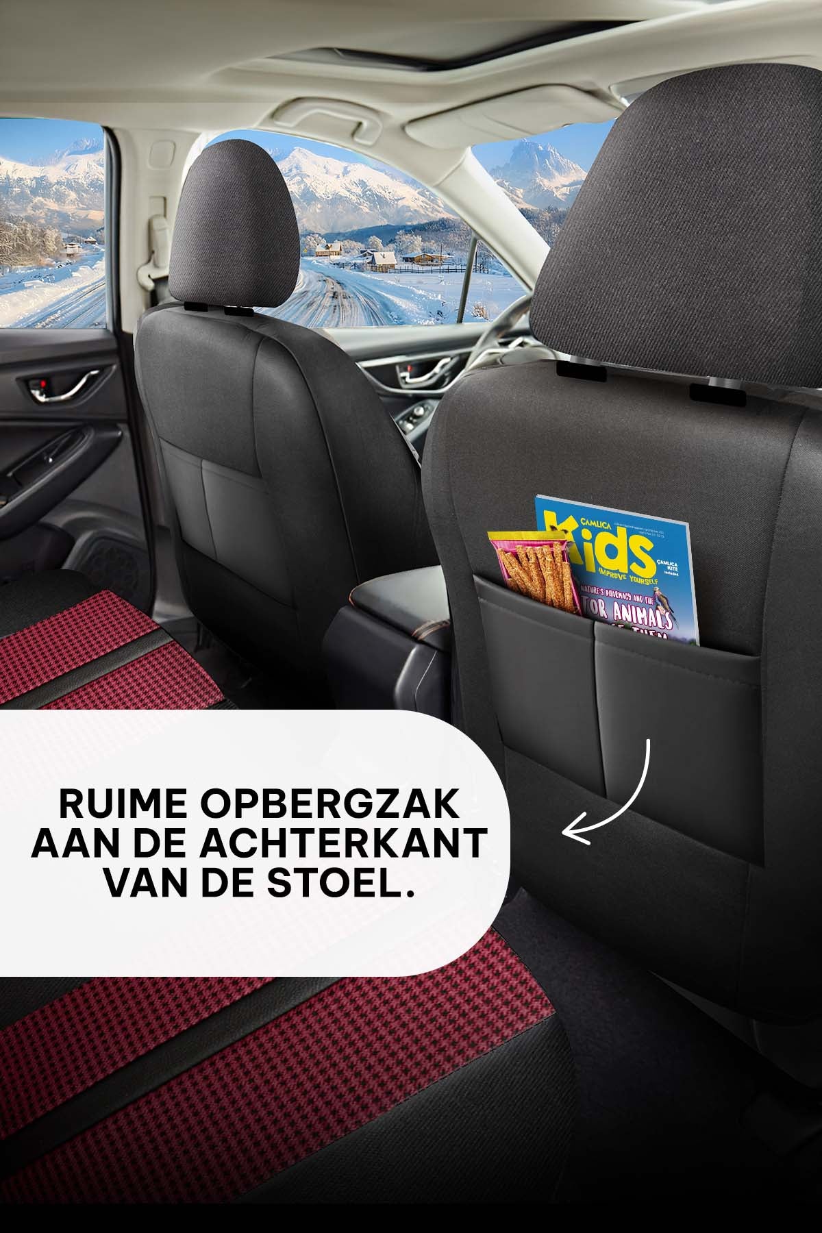 Funda de Asiento de Coche Panda Kars Serie Tela Pied-de-Poule 1+1 Plazas