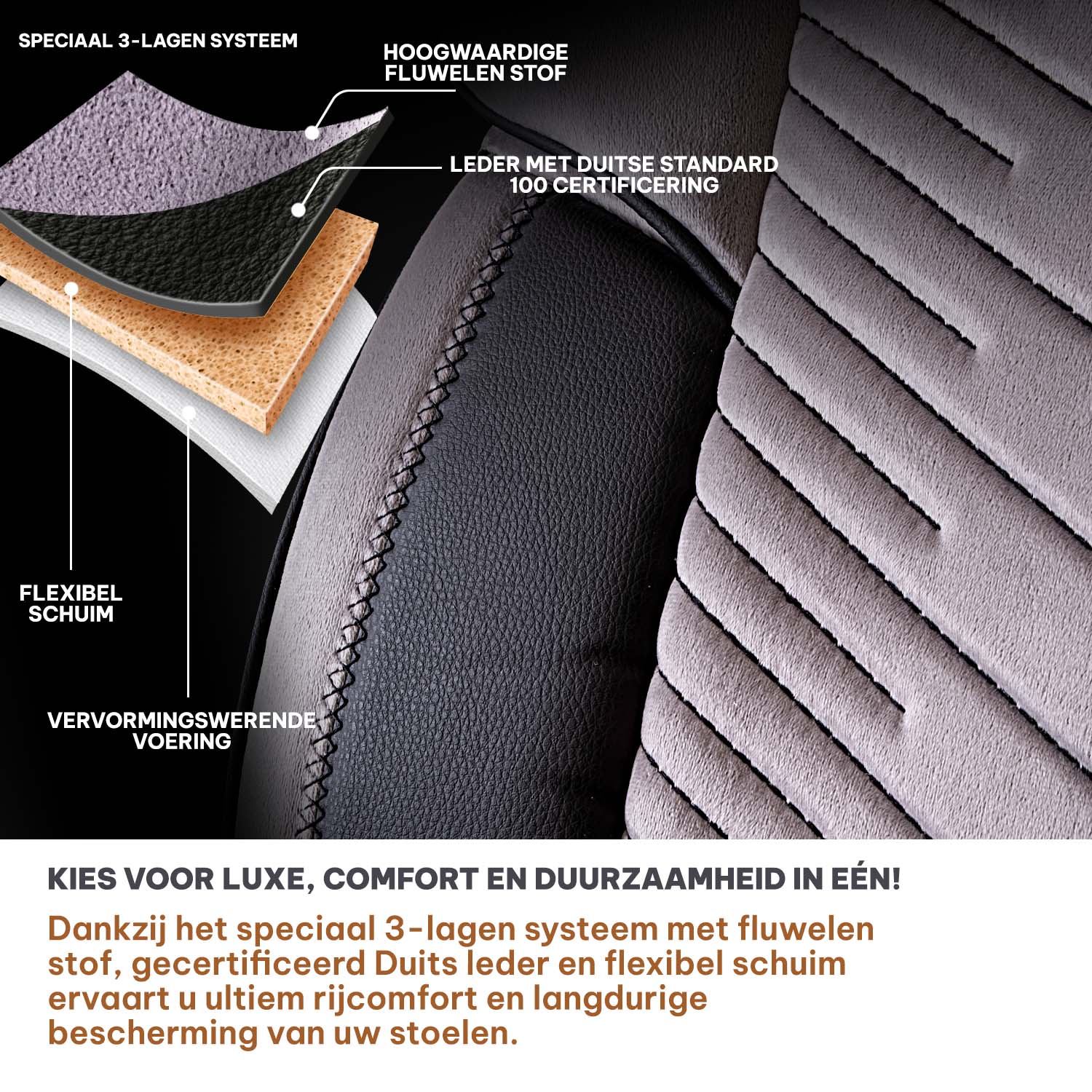Funda de Asiento de Coche Panda Dubai Serie Terciopelo 1+1 Plazas