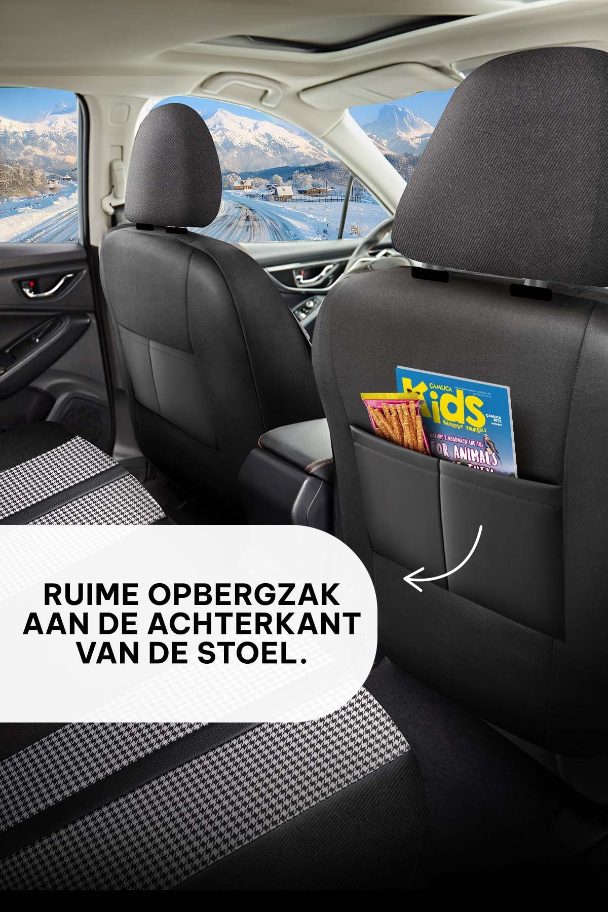 Funda de Asiento de Coche Panda Kars Serie Tela Pied-de-Poule 1+1 Plazas