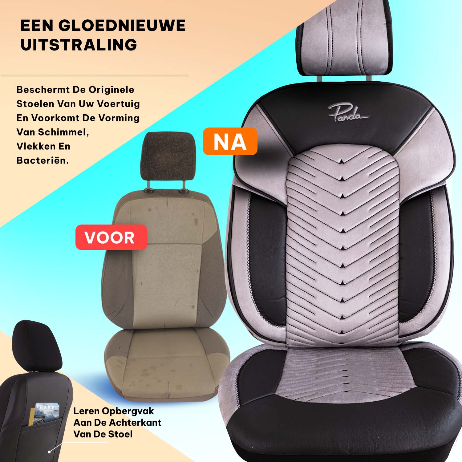 Funda de Asiento de Coche Panda Dubai Serie Terciopelo 1+1 Plazas