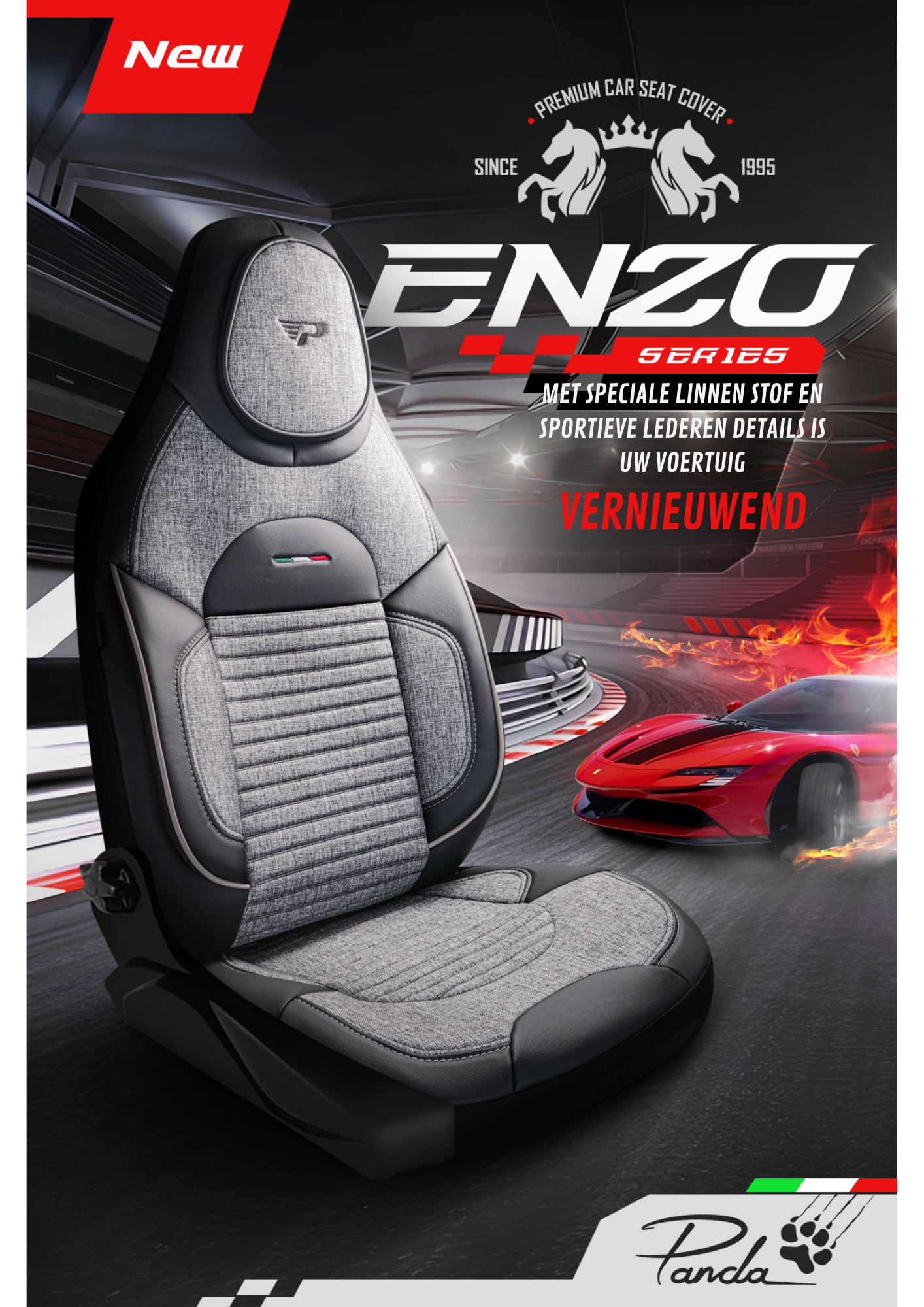 Panda Enzo Serie Linnen Stof Autostoelhoes 1+1 Zits