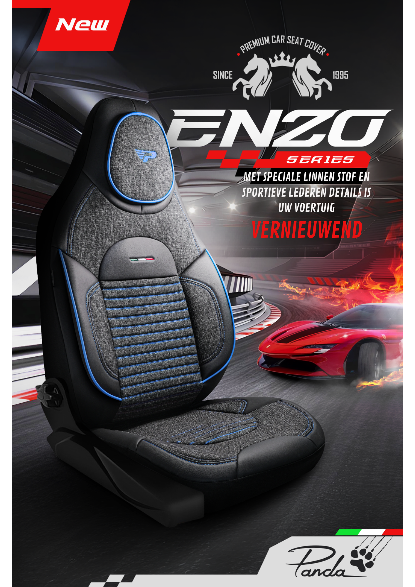 Panda Enzo Serie Linnen Stof Autostoelhoes 1+1 Zits