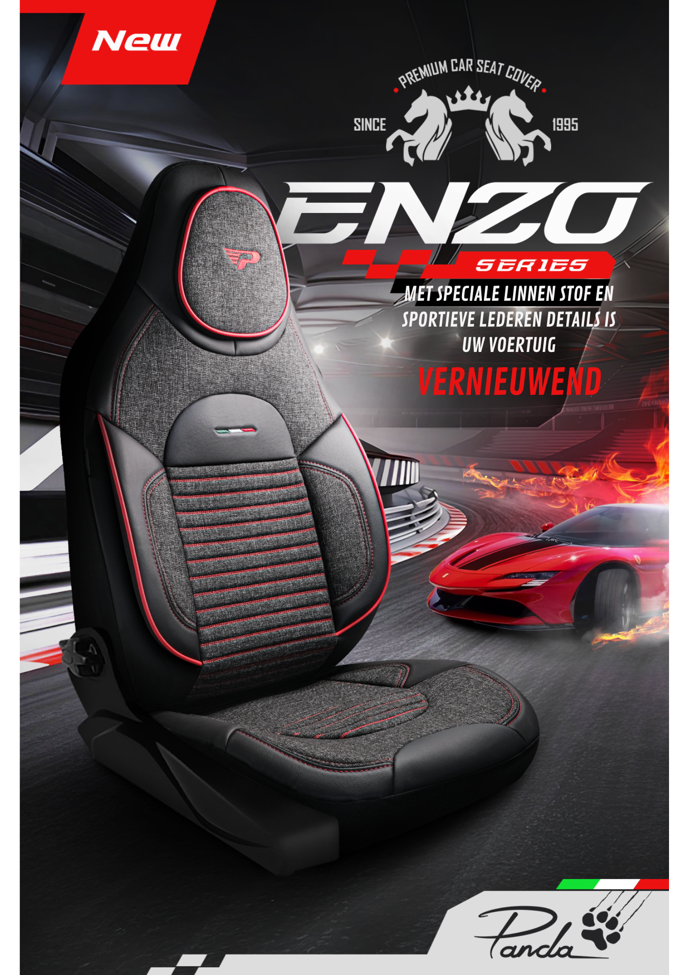 Panda Enzo Serie Linnen Stof Autostoelhoes 1+1 Zits