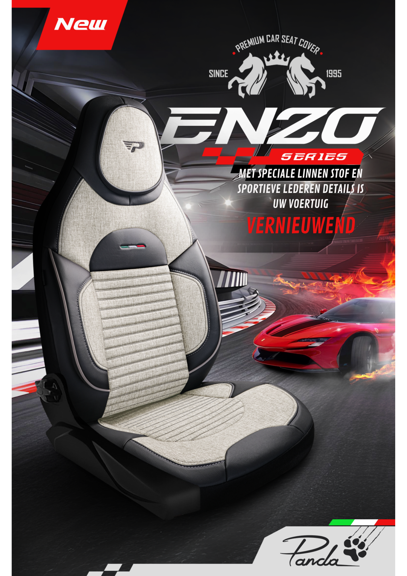 Panda Enzo Serie Linnen Stof Autostoelhoes 1+1 Zits