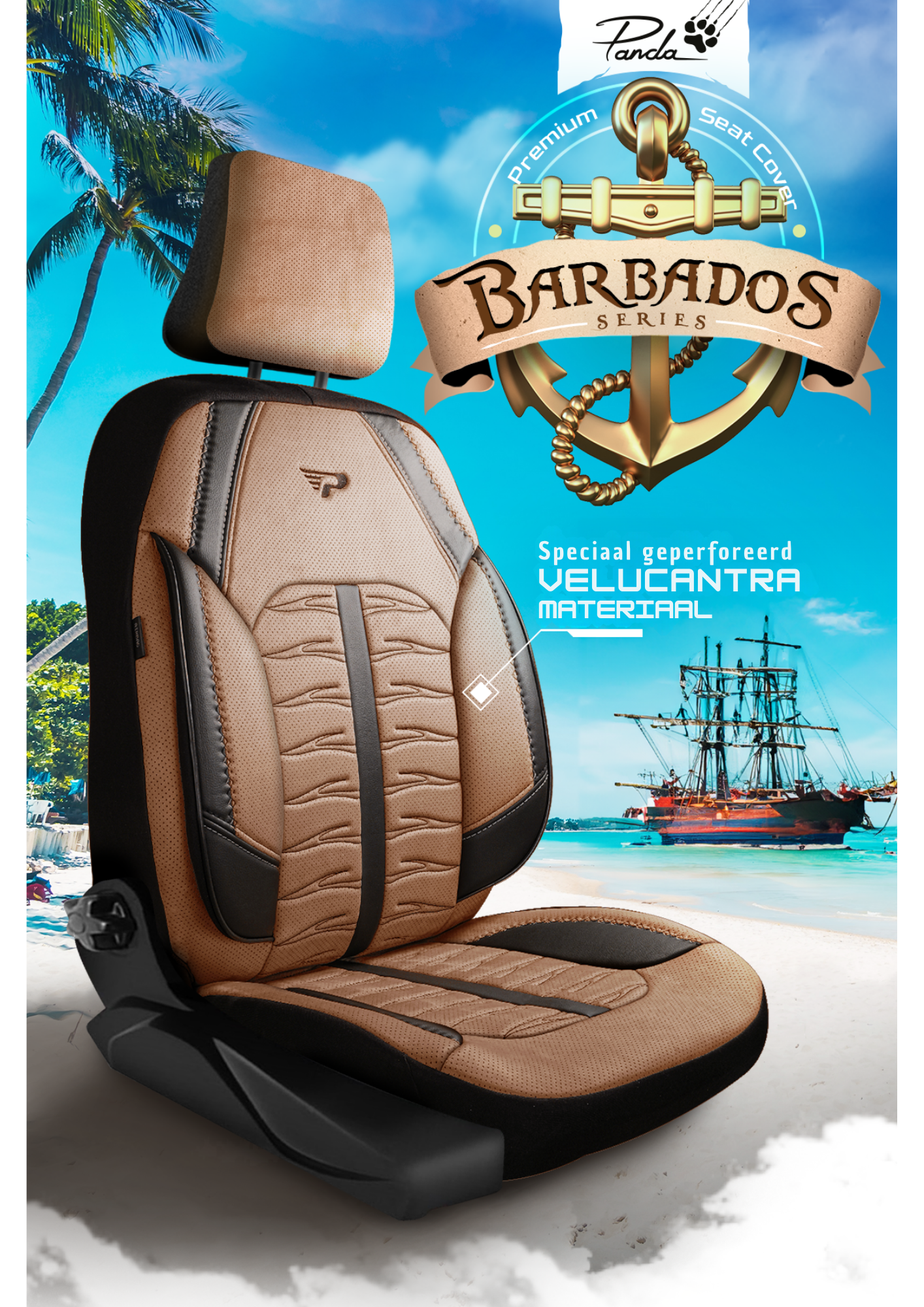 Panda Barbados Serie Alcantra Stof Autostoelhoes 1+1 Zits