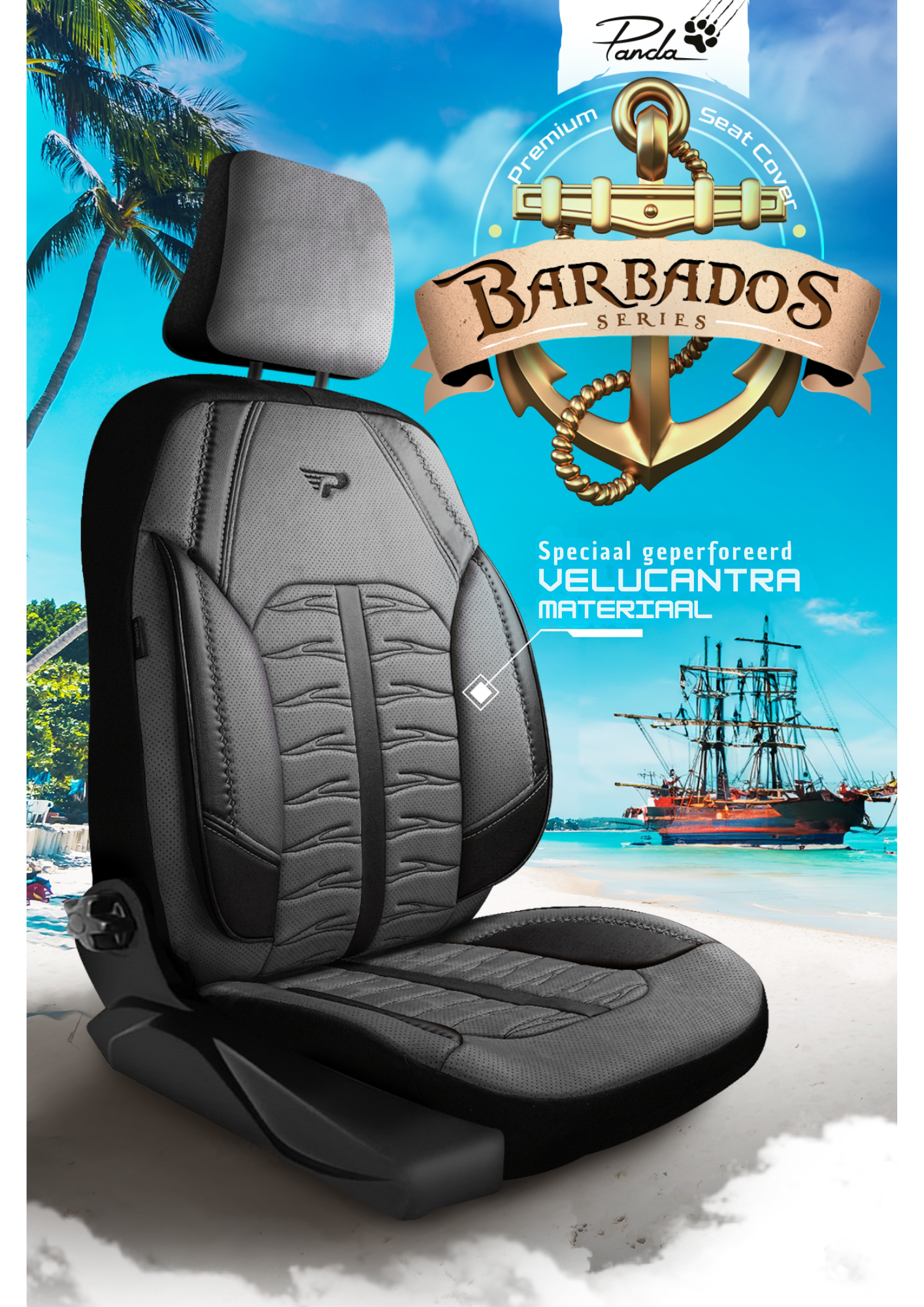 Panda Barbados Serie Alcantra Stof Autostoelhoes 1+1 Zits
