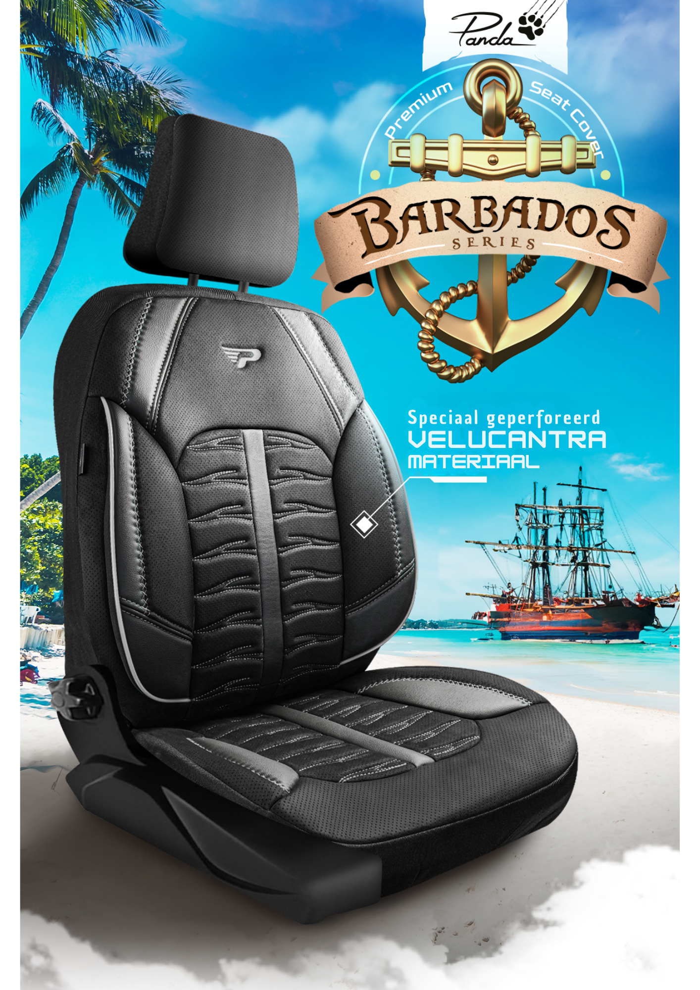 Panda Barbados Serie Alcantra Stof Autostoelhoes 1+1 Zits