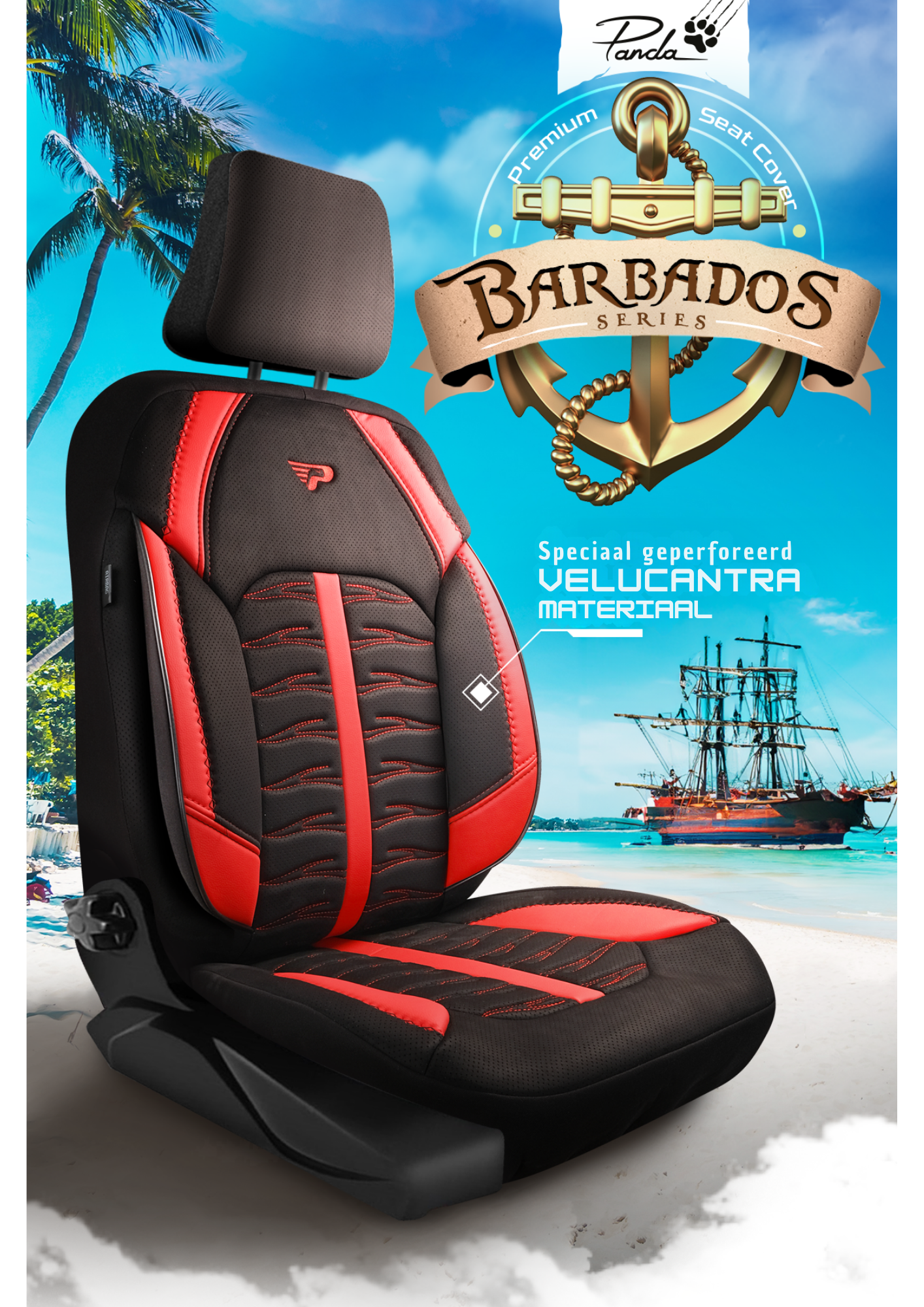 Panda Barbados Serie Alcantra Stof Autostoelhoes 1+1 Zits