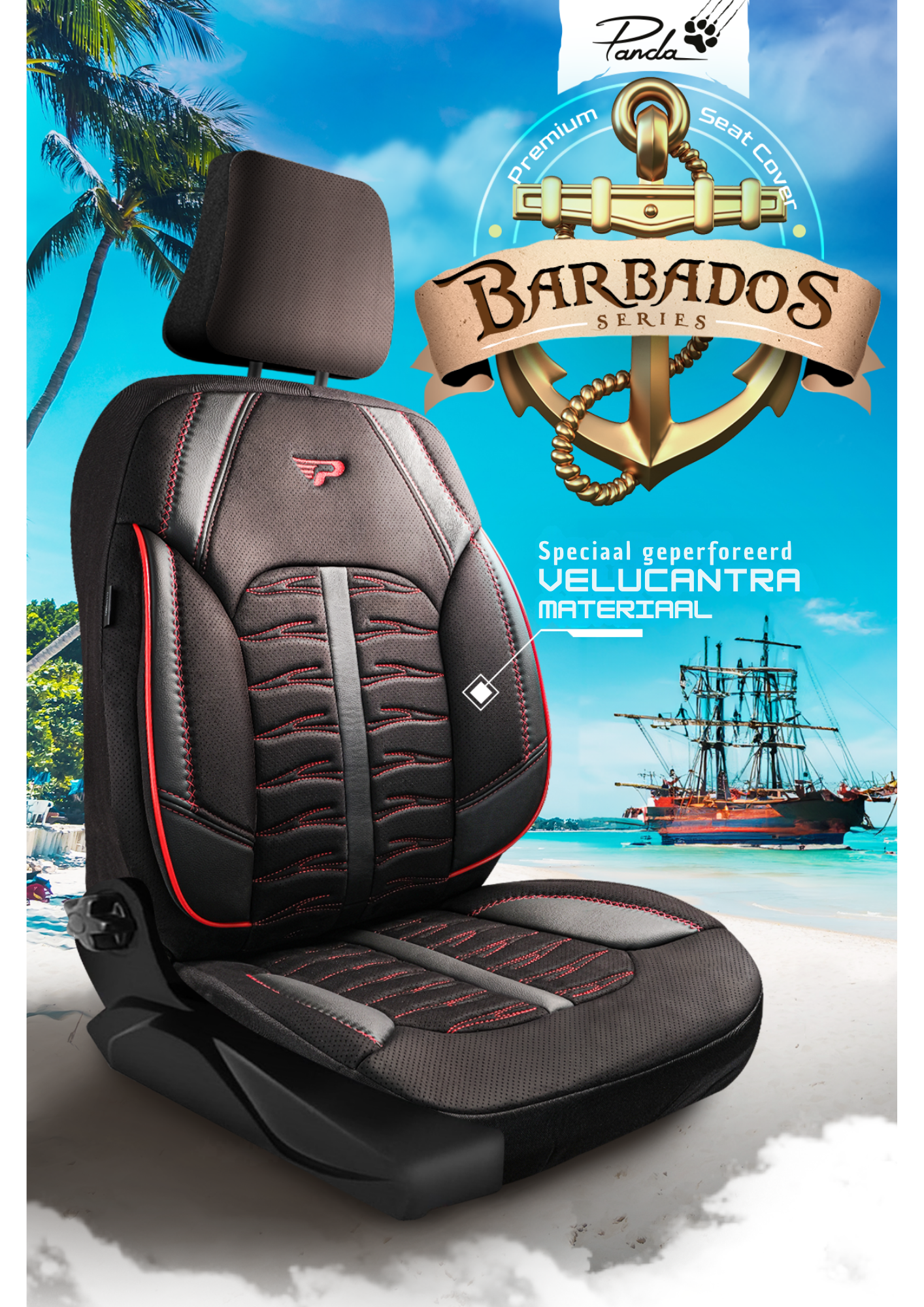 Panda Barbados Serie Alcantra Stof Autostoelhoes 1+1 Zits