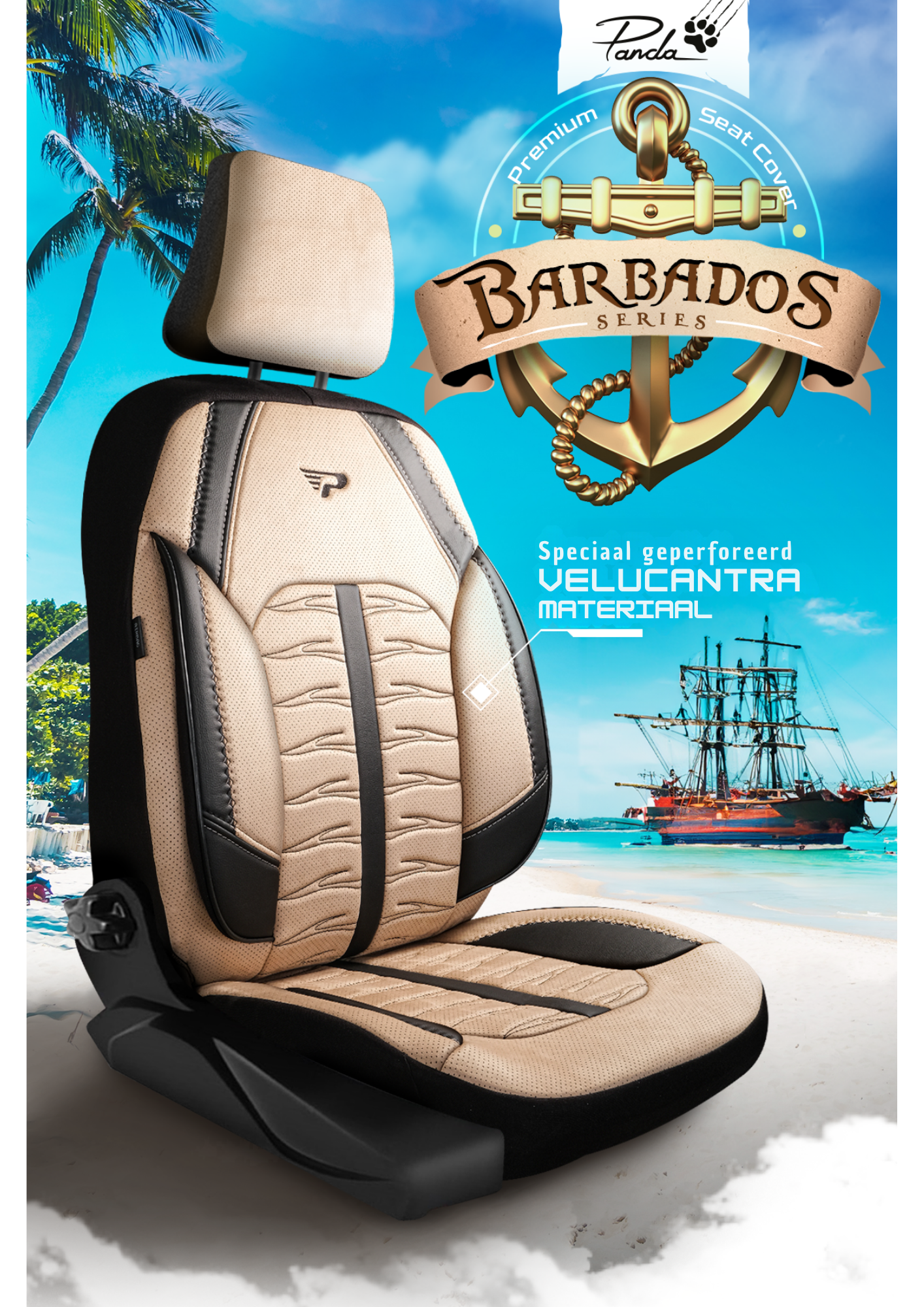Panda Barbados Serie Alcantra Stof Autostoelhoes 1+1 Zits
