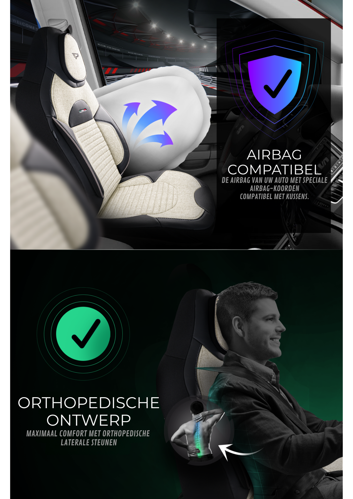 Panda Enzo Serie Linnen Stof Autostoelhoes 1+1 Zits