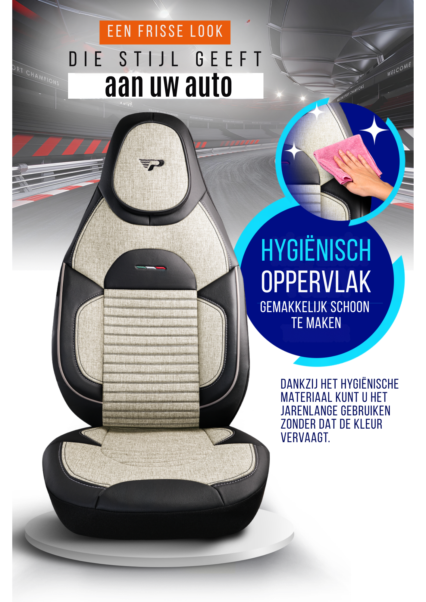 Panda Enzo Serie Linnen Stof Autostoelhoes 1+1 Zits