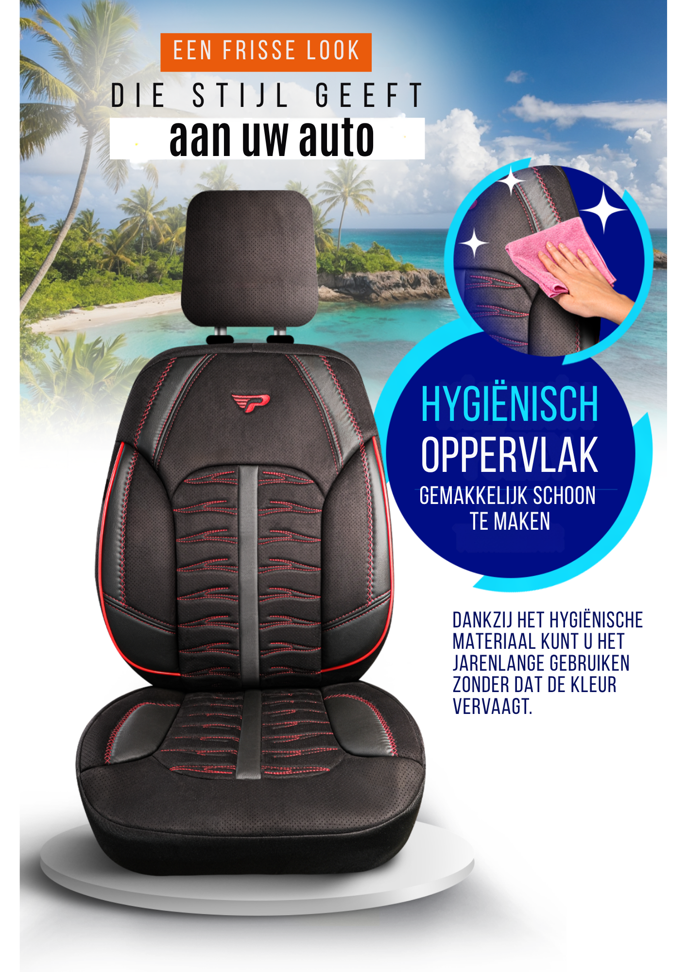 Panda Barbados Serie Alcantra Stof Autostoelhoes 1+1 Zits