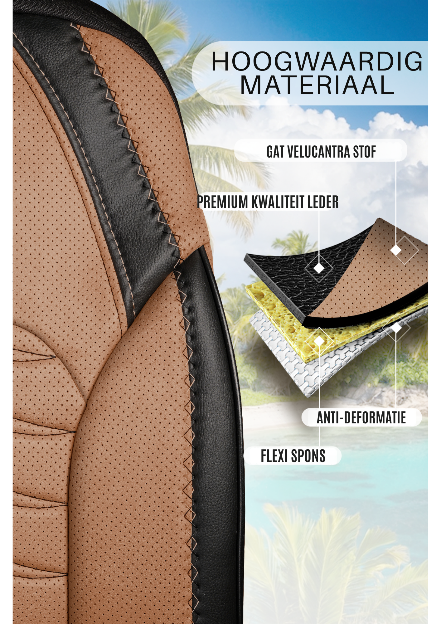 Panda Barbados Serie Alcantra Stof Autostoelhoes 1+1 Zits