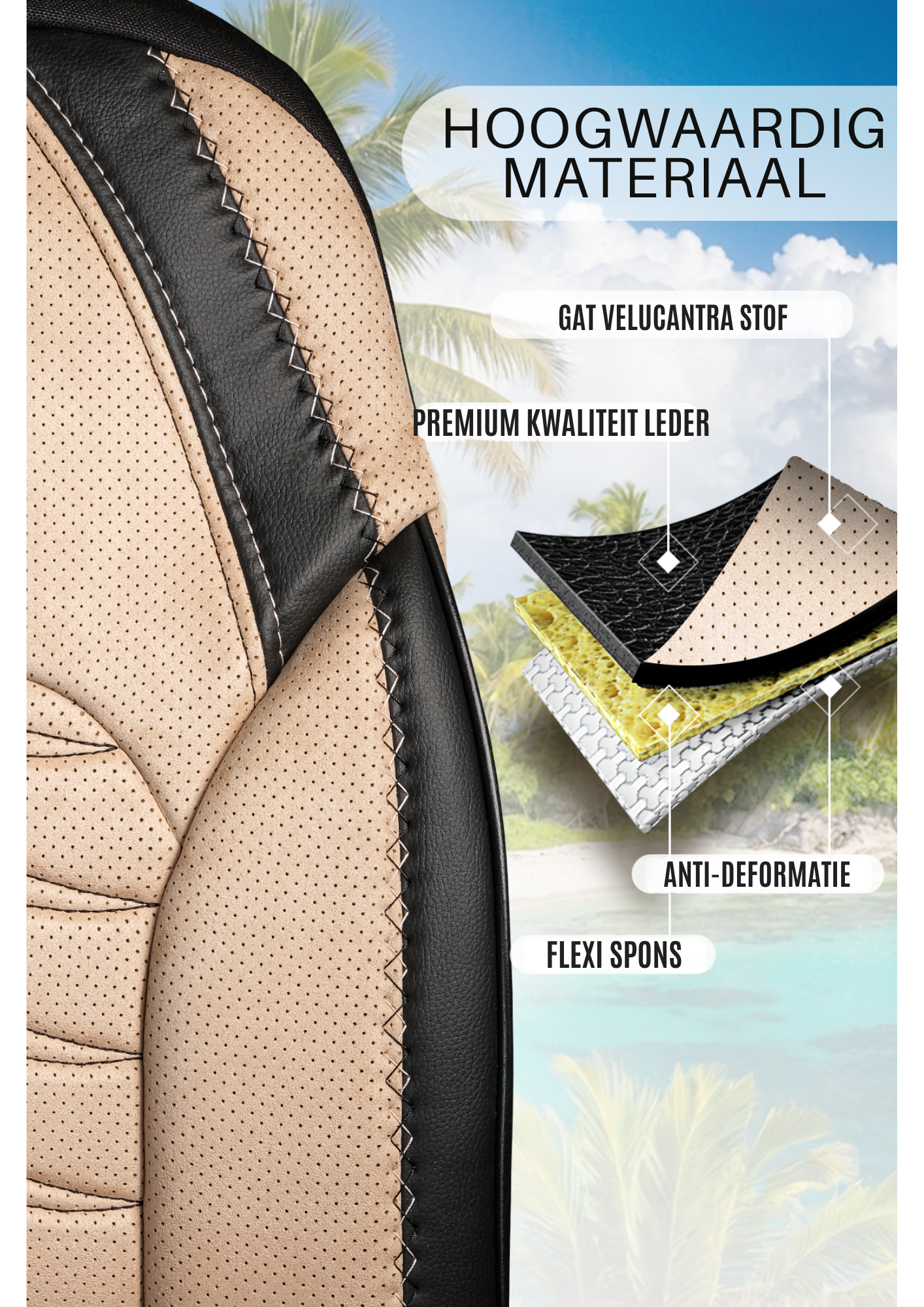 Panda Barbados Serie Alcantra Stof Autostoelhoes 1+1 Zits