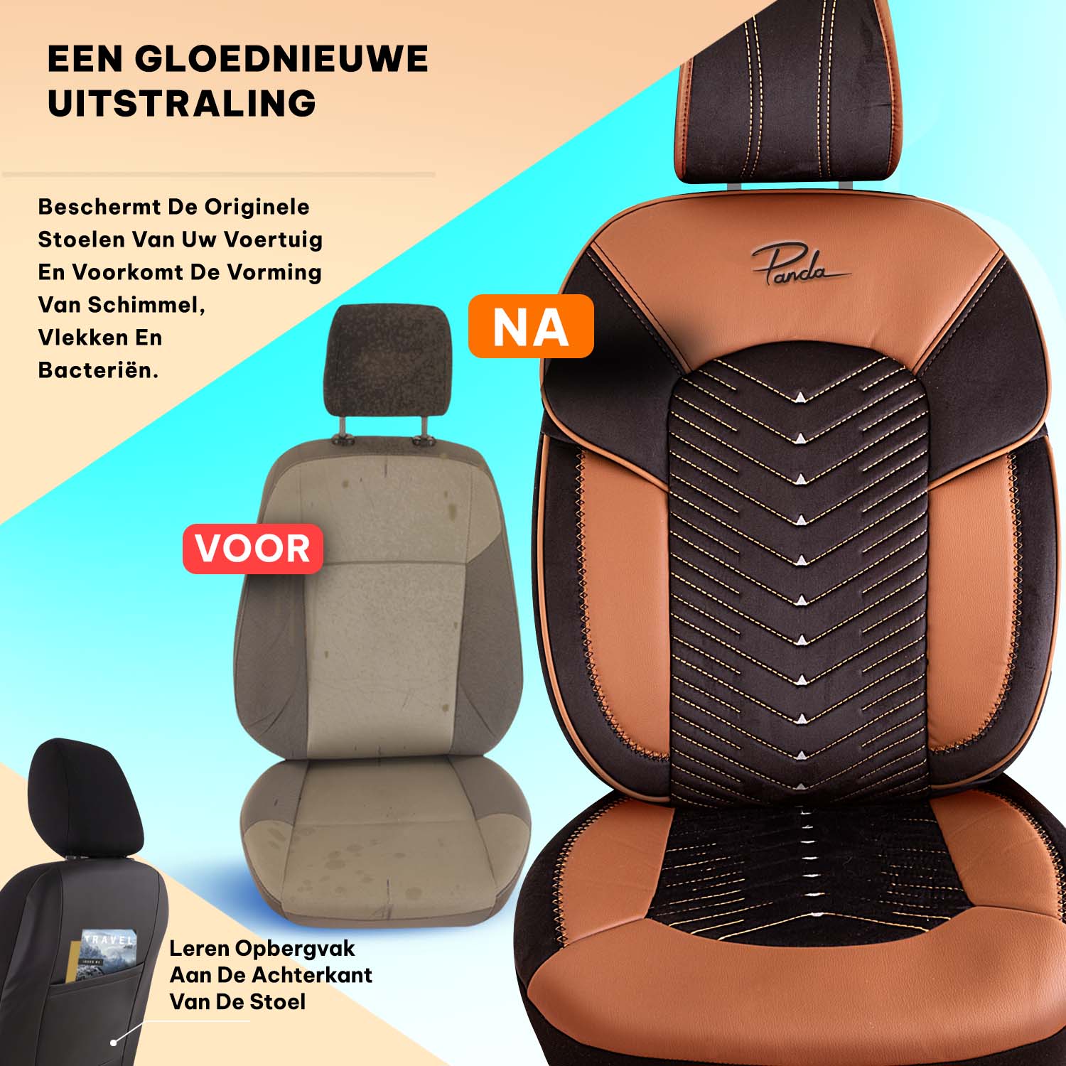 Funda de Asiento de Coche Panda Dubai Serie Terciopelo 1+1 Plazas