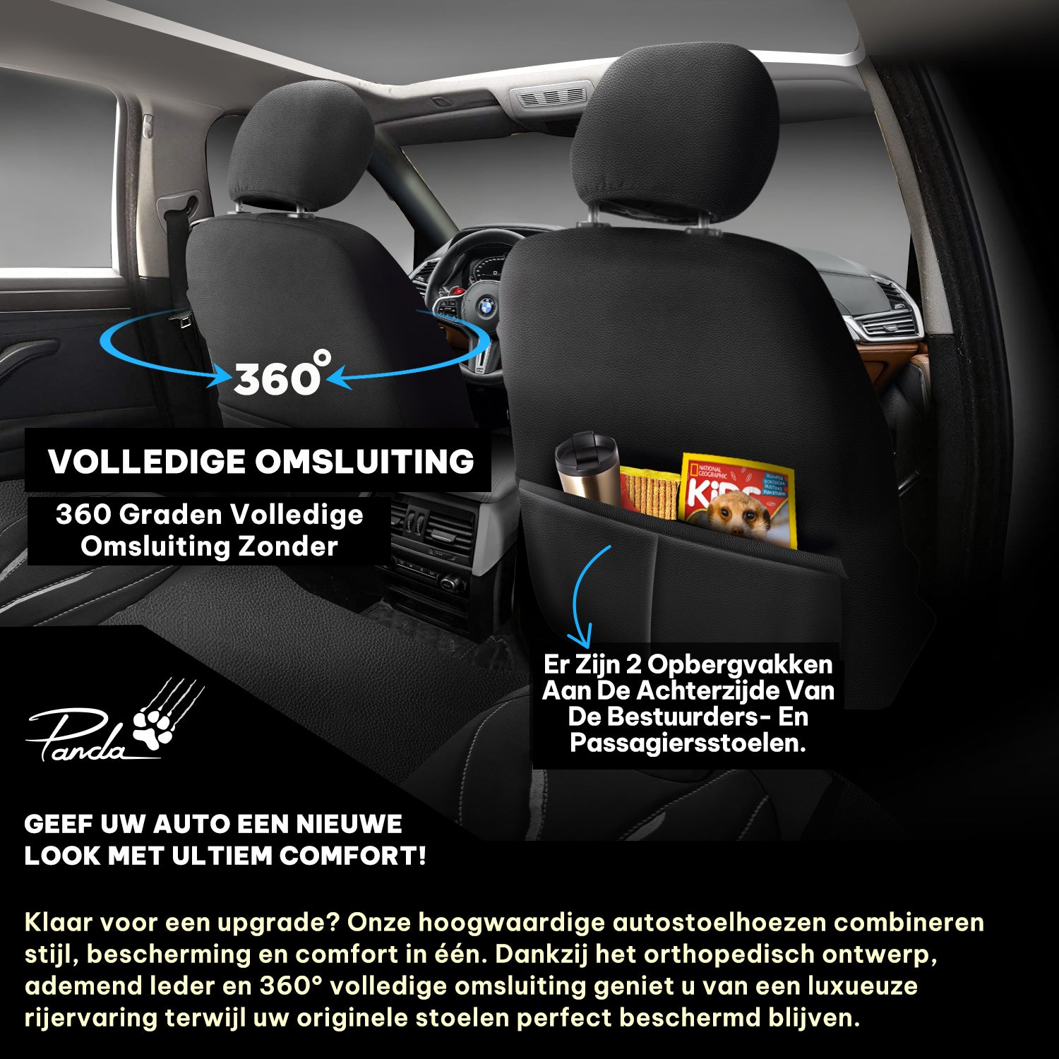 Panda Pars Serie Leder Autositzbezug 1+1 Sitze