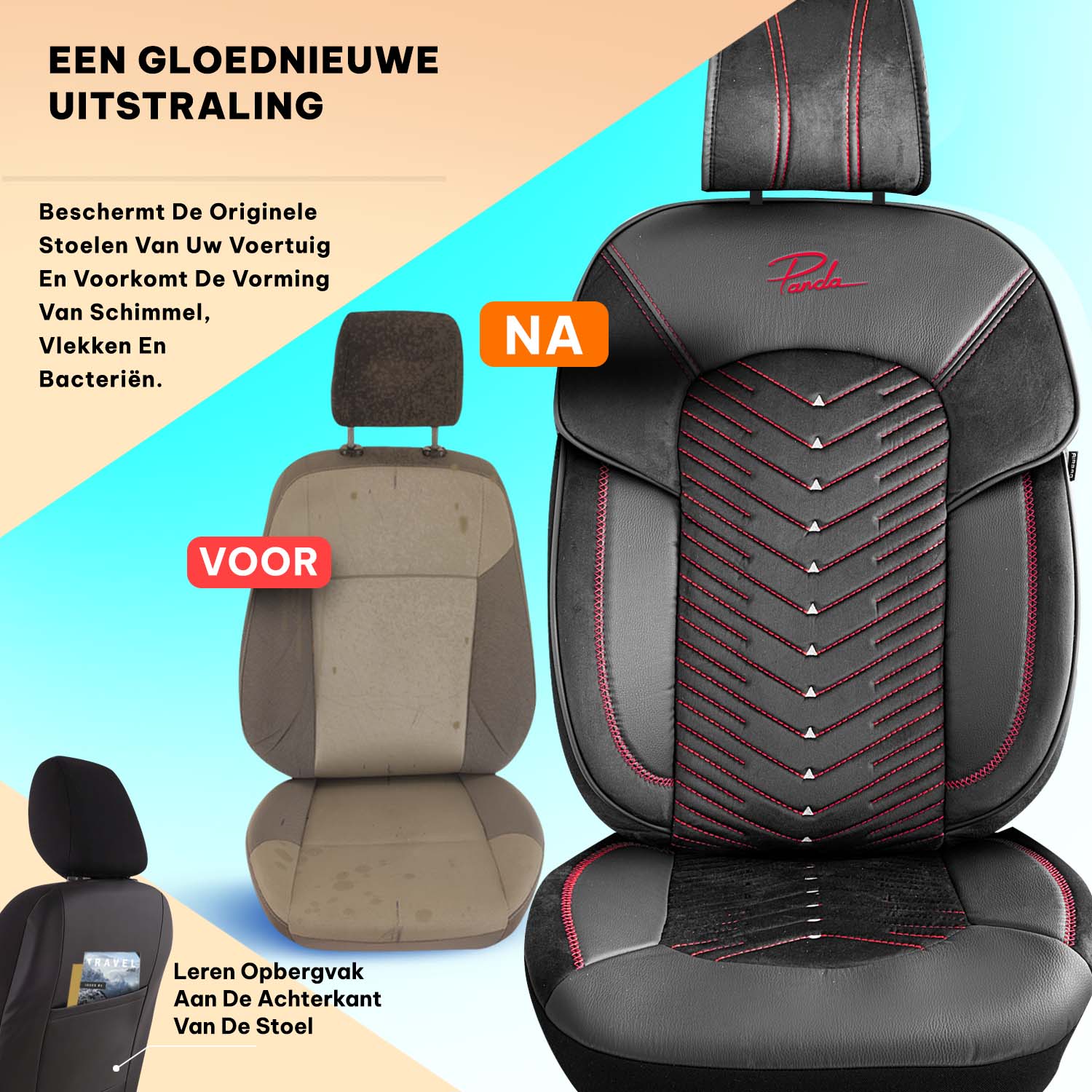 Funda de Asiento de Coche Panda Dubai Serie Terciopelo 1+1 Plazas
