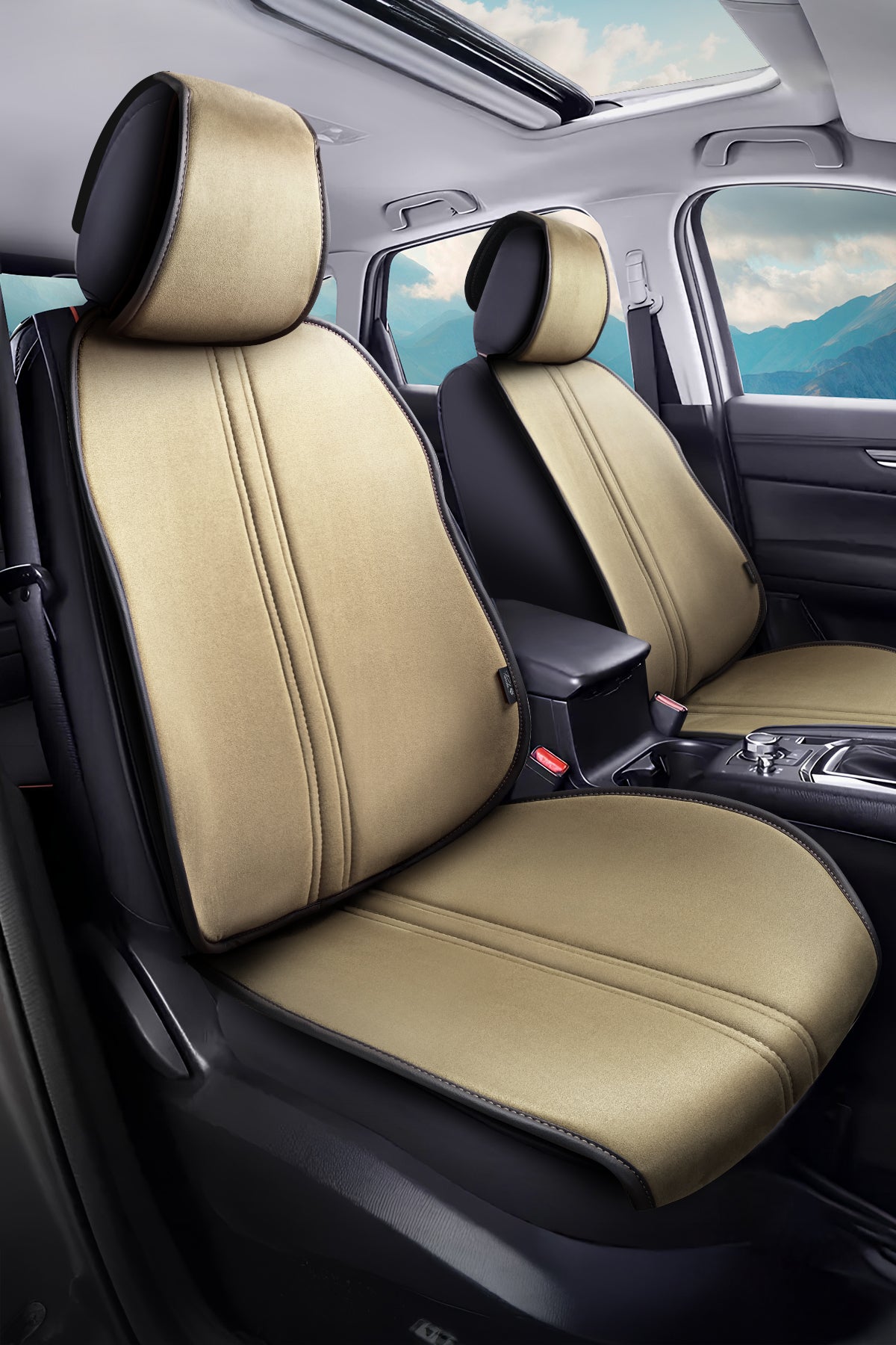 Serie Panda Assos Tejido Velucantra - Juego Completo de Fundas Protectores de Asiento