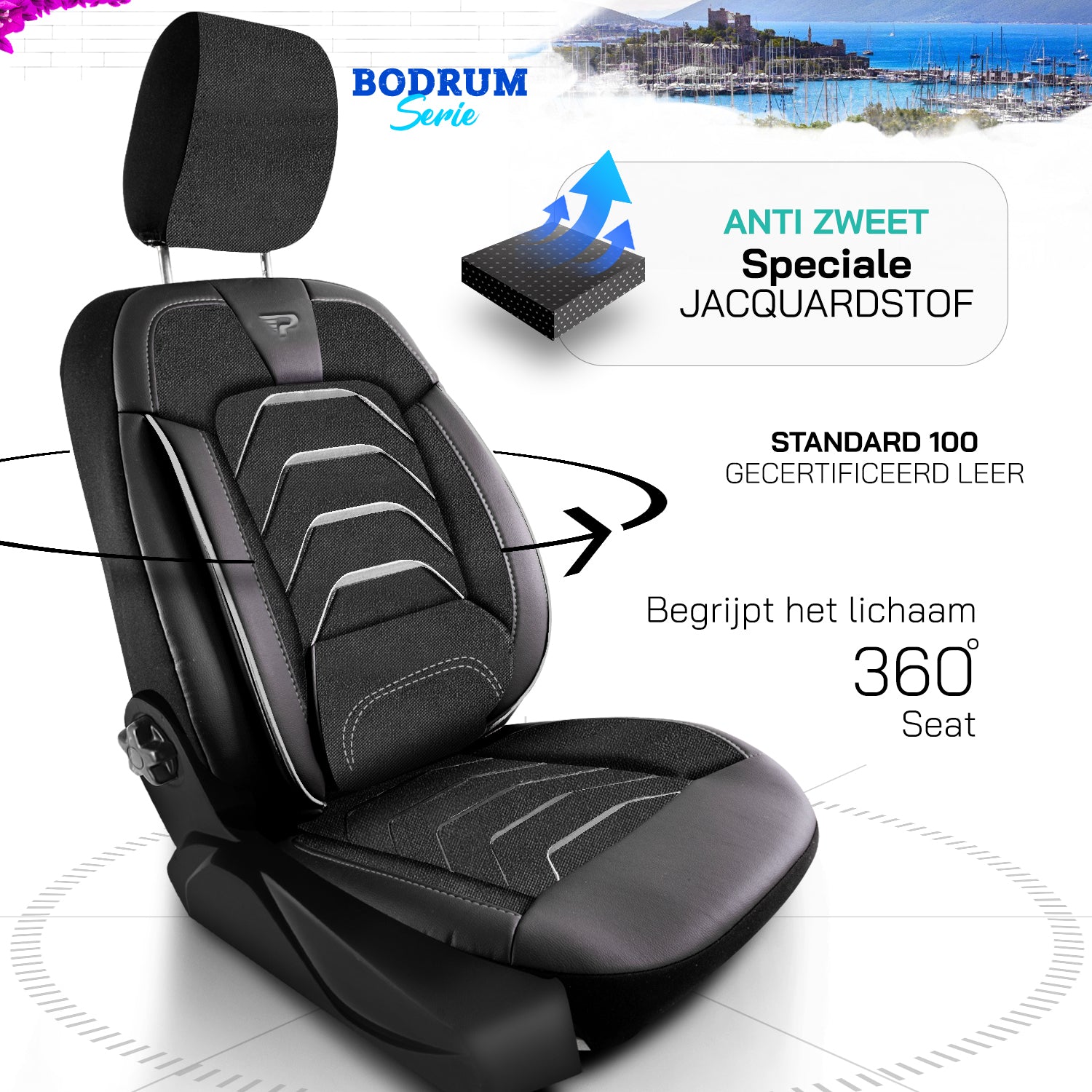 Funda de Asiento Bodrum | Tejido Jacquard Imitación Cuero Diseño Ortopédico