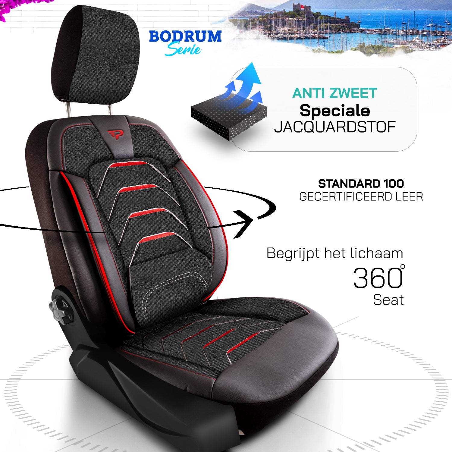 Funda de Asiento Bodrum | Tejido Jacquard Imitación Cuero Diseño Ortopédico