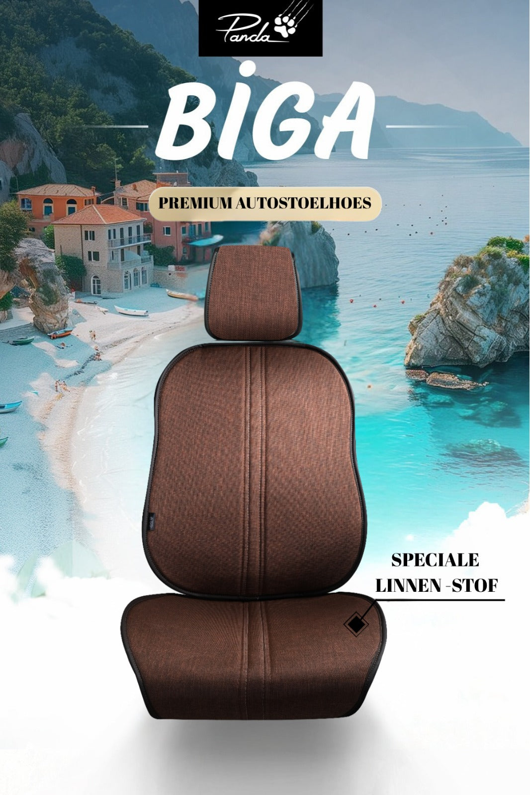 Serie Panda Biga Lino, Set Anti-Sudore – Set Completo Coprisedili Protettivi