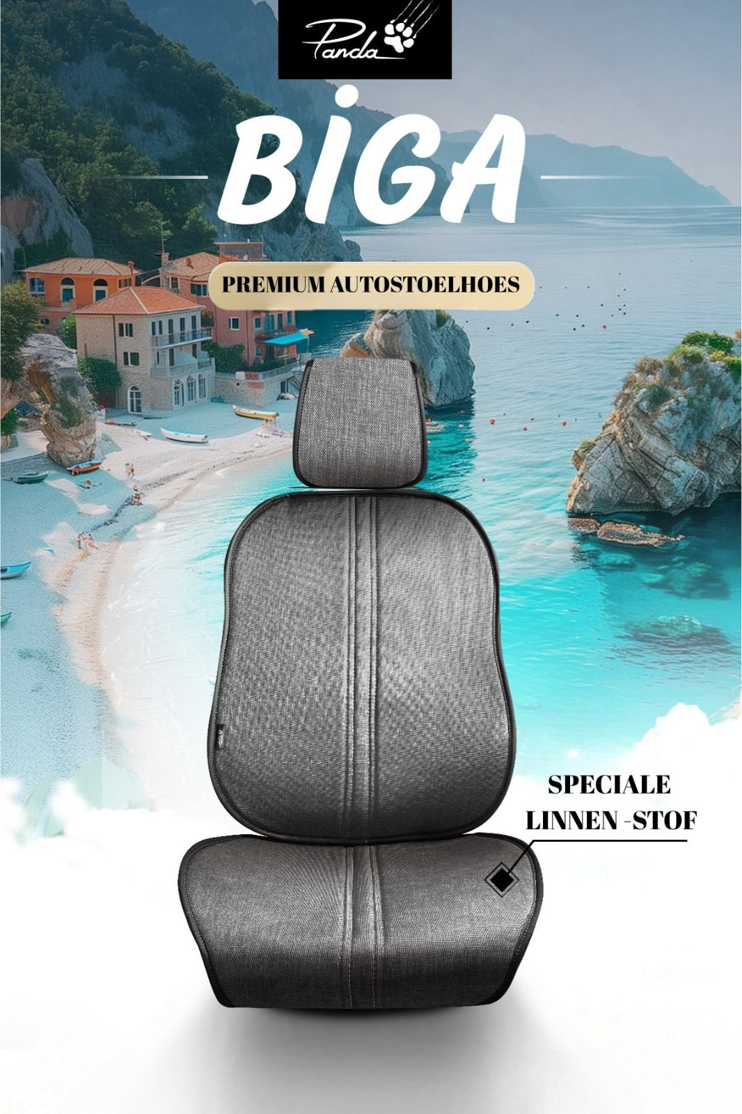 Serie Panda Biga Lino, Set Anti-Sudore – Set Completo Coprisedili Protettivi