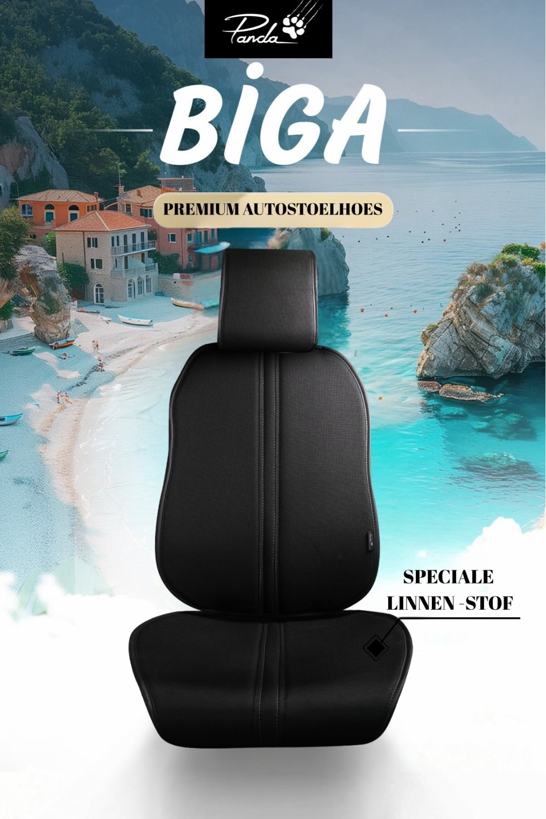 Serie Panda Biga Lino, Set Anti-Sudore – Set Completo Coprisedili Protettivi