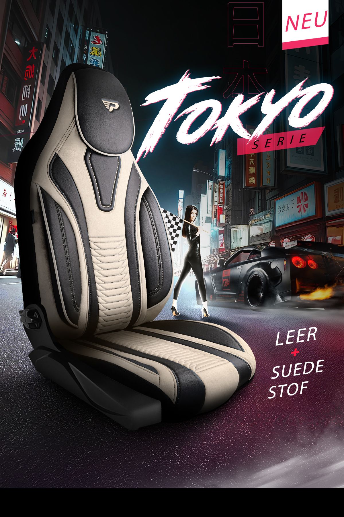 Housse de Siège Véhicule Utilitaire Modèle Pilote Tokyo 1+1 Places Suède Tissu Lin Aspect Cuir