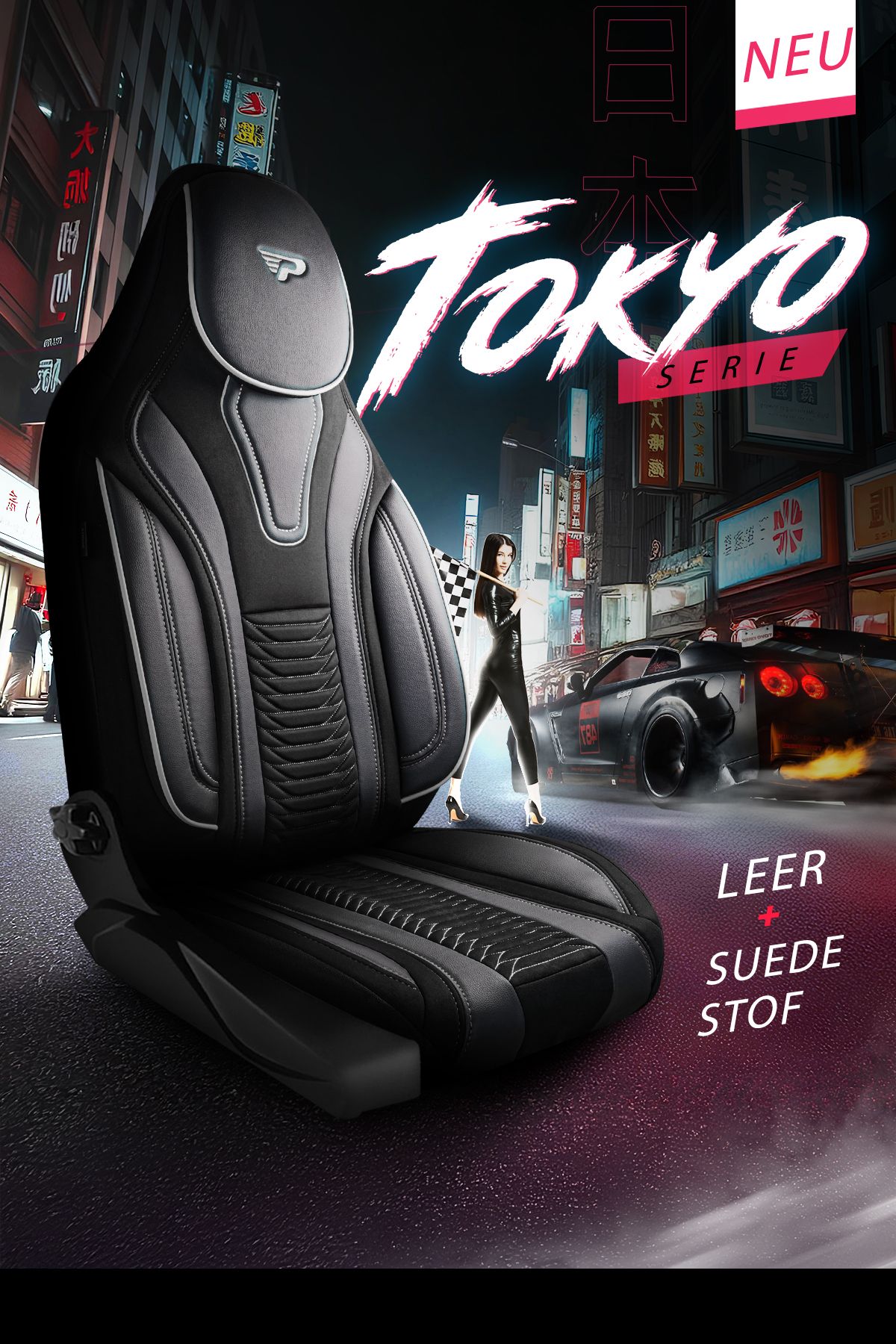 Housse de Siège Véhicule Utilitaire Modèle Pilote Tokyo 1+1 Places Suède Tissu Lin Aspect Cuir