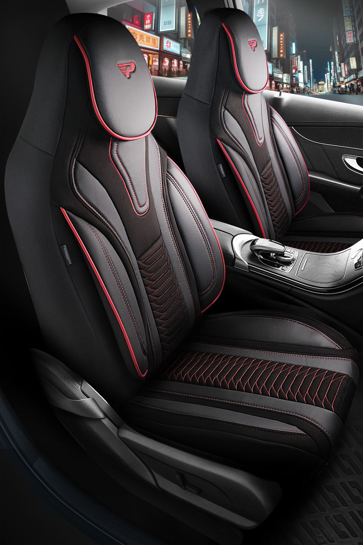 Commercial Vehicle Seat Cover Pilot Model Tokyo 1+1 Seats Suede Linen Fabric Leather Look