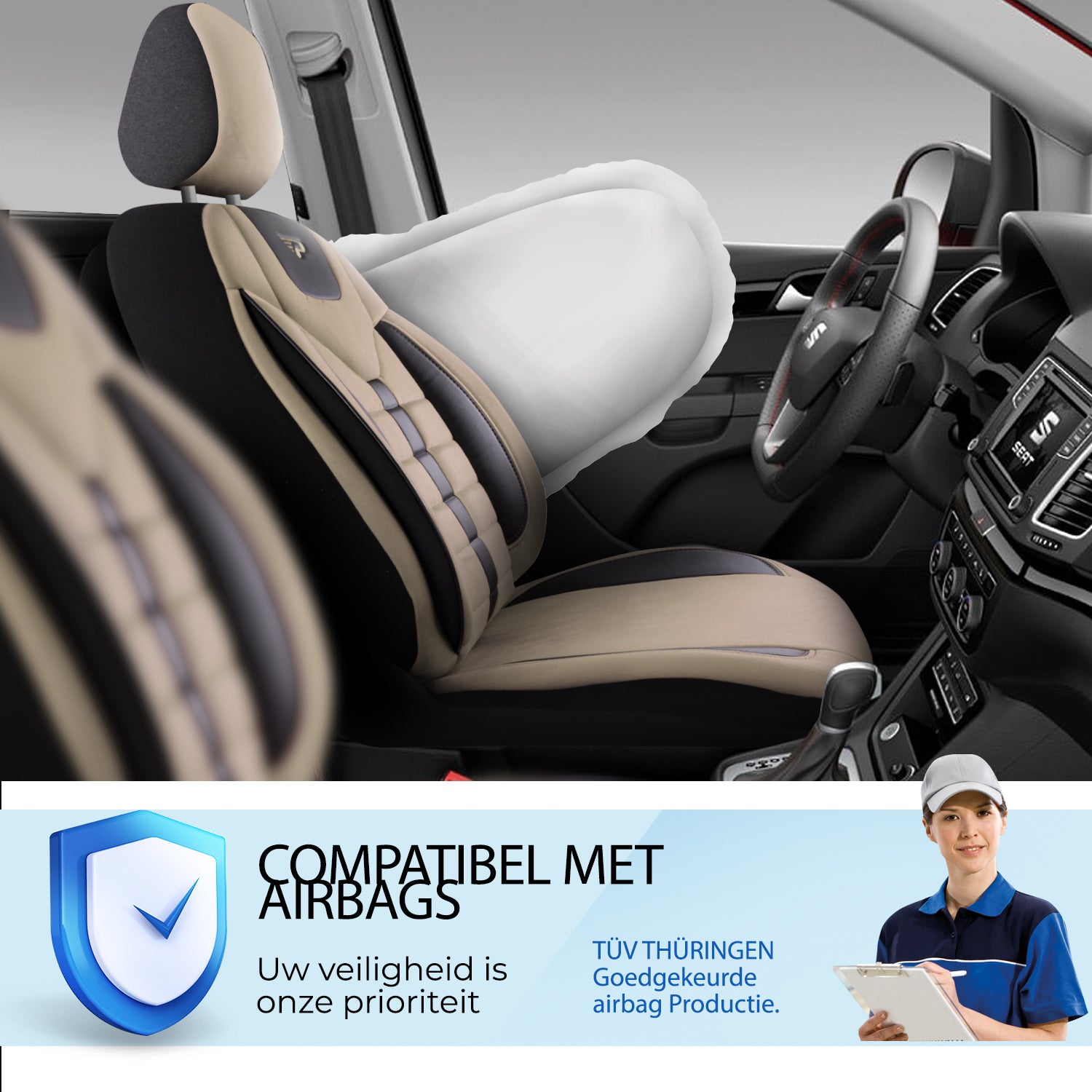 Autositzbezug Toronto | Leinenstoff Wildleder Orthopädisches Design