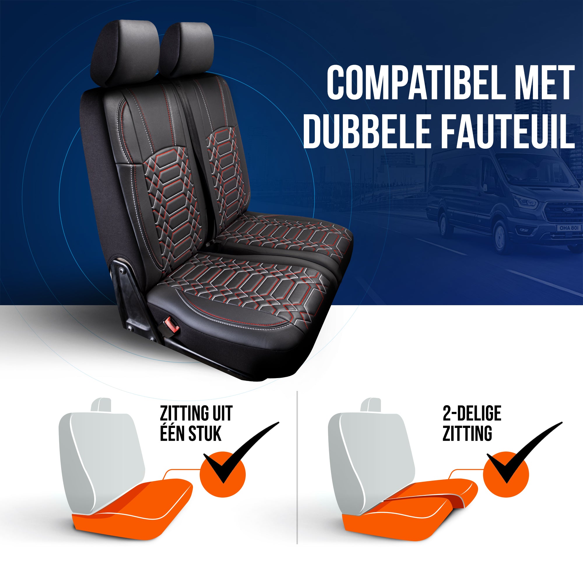 Nutzfahrzeug Sitzbezug Rom 1+2 Sitze Vollleder BOXER, DUCATO, JUMPER